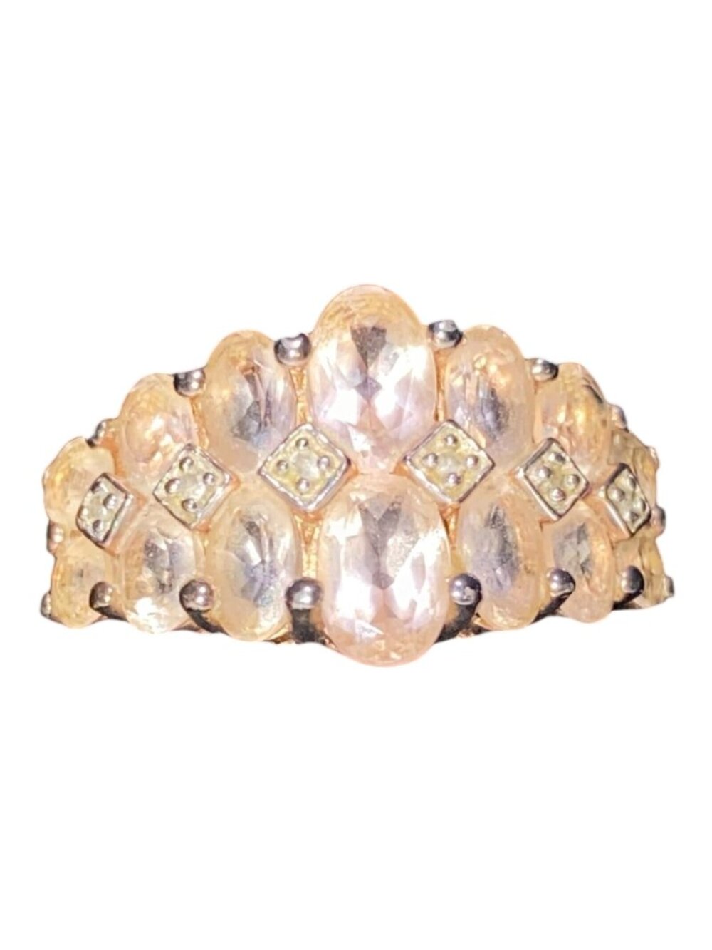 Ring 20 Gemstones Size 7 7.025 Carats Pale Pink Tourmaline .373 Carats Diamonds